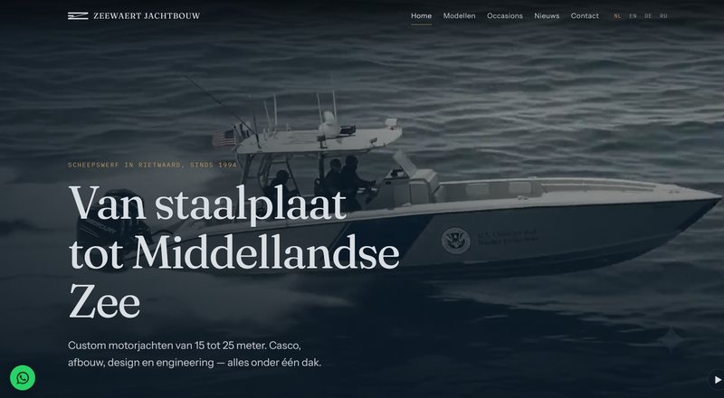 Zeewaert Jachtbouw — voorbeeldsite maatwerk jachtbouw